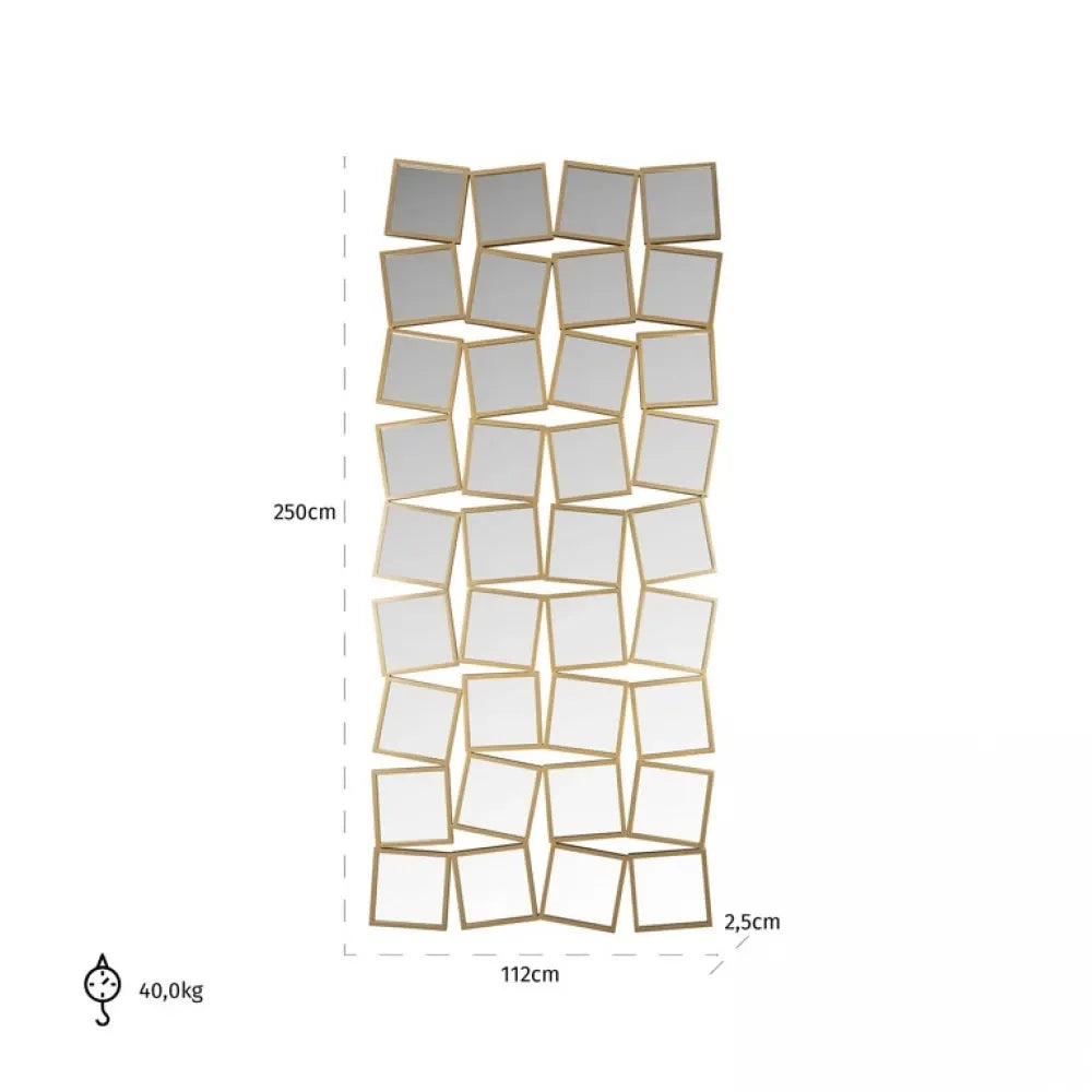 Oglinda cu rama din Metal Auriu H250xL112cm Badia Richmond interiors