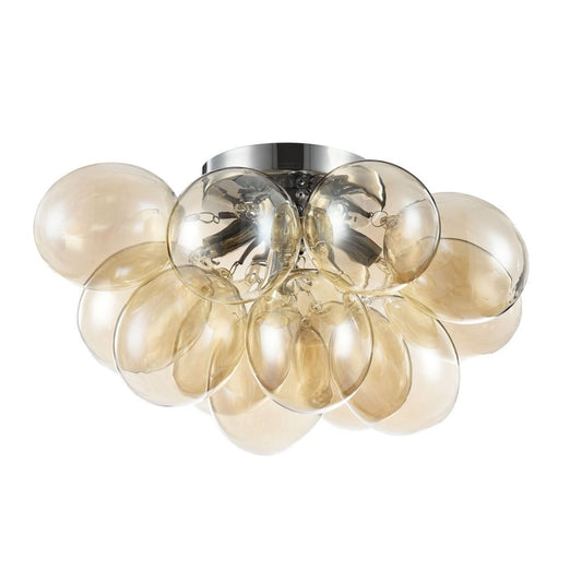 Candelabru Rotund din Metal si Sticla Argintiu/Auriu Balbo D38xH25cm