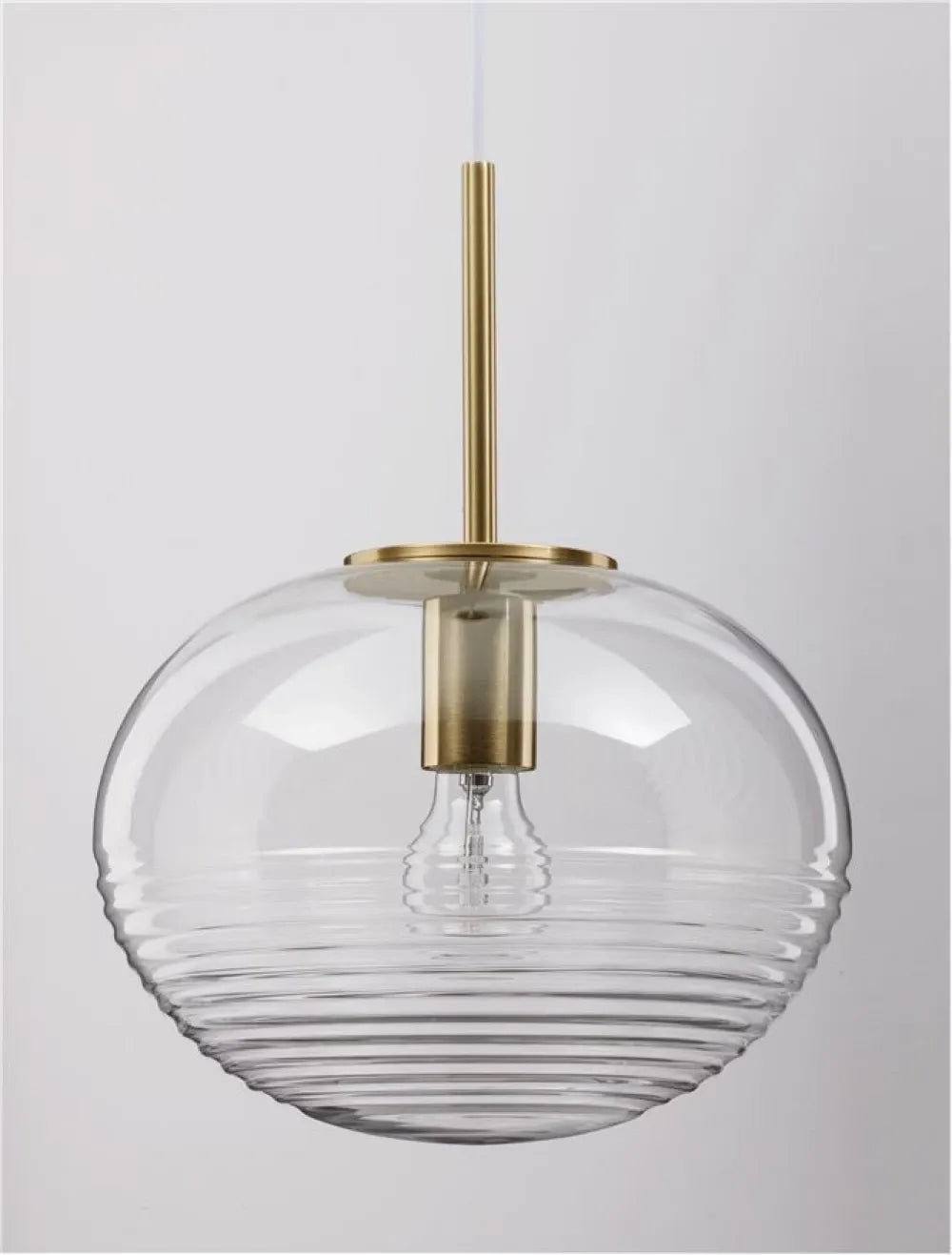 Pendul structura din Metal Auriu si abajur din Sticla Transparent H190xL28cm IP20 MAEVE