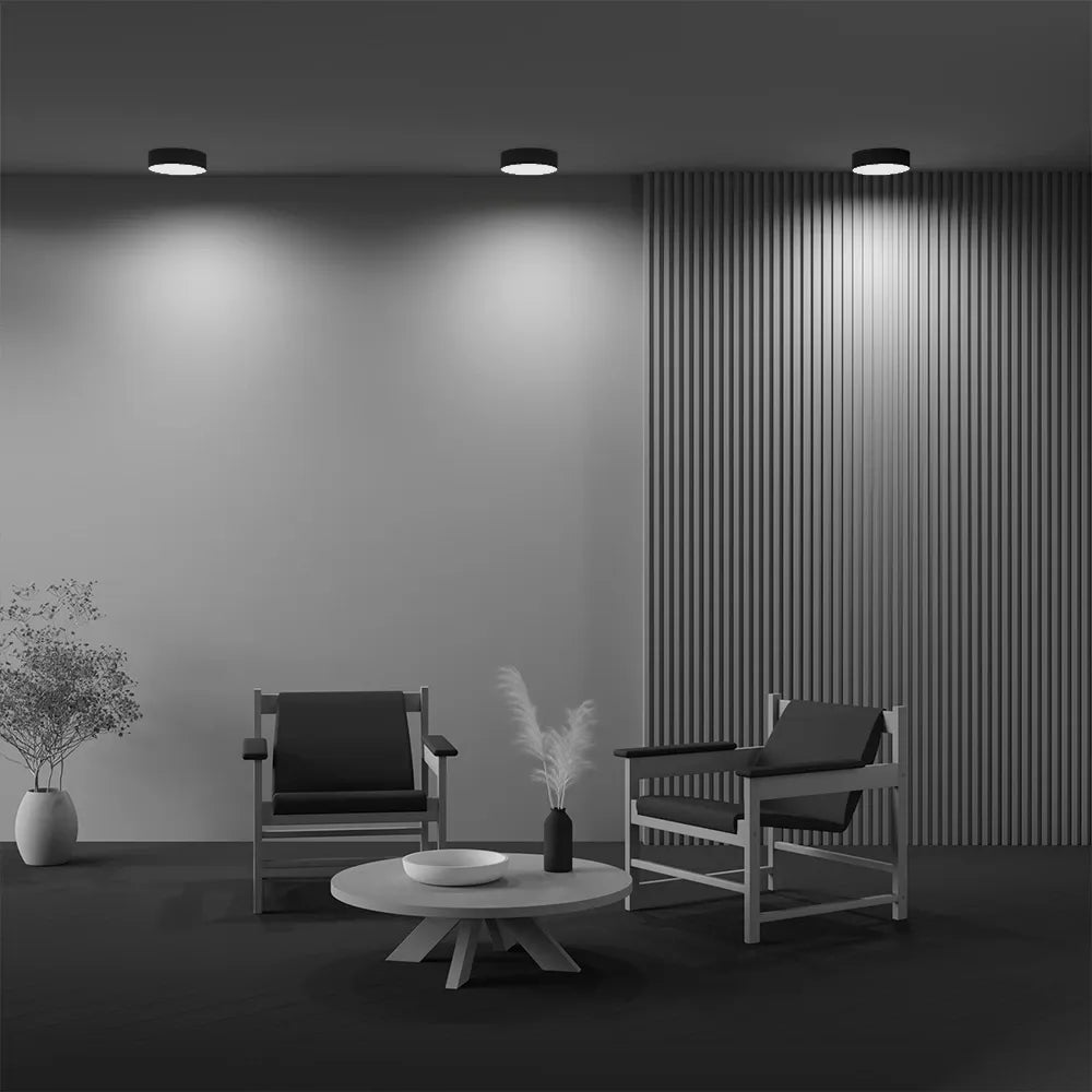 Plafoniera din Aluminiu Negru H6xD22cm Zon