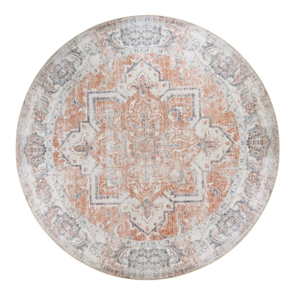 Covor rotund din Chenille Albastru/Portocaliu xcm Havana