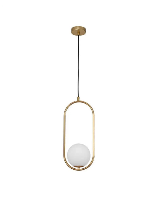 Pendul structura din Metal Auriu si abajur din Sticla Alb H120xL20cm IP20 OBITAR