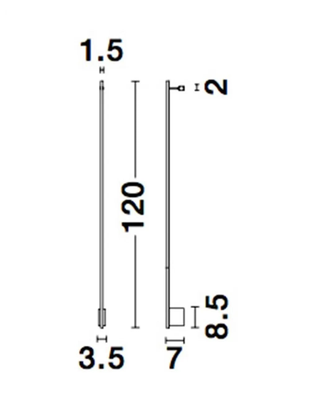Aplica de perete din Aluminiu Negru H3.5xL120cm IP20 20W 672lm 3000k GROPIUS