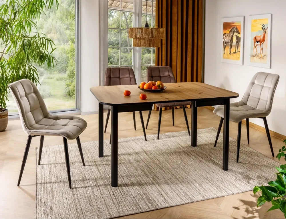 Set 2 scaune din Catifea Maro cappuccino si Metal Negru Hx88Lx50xA58cm Chic