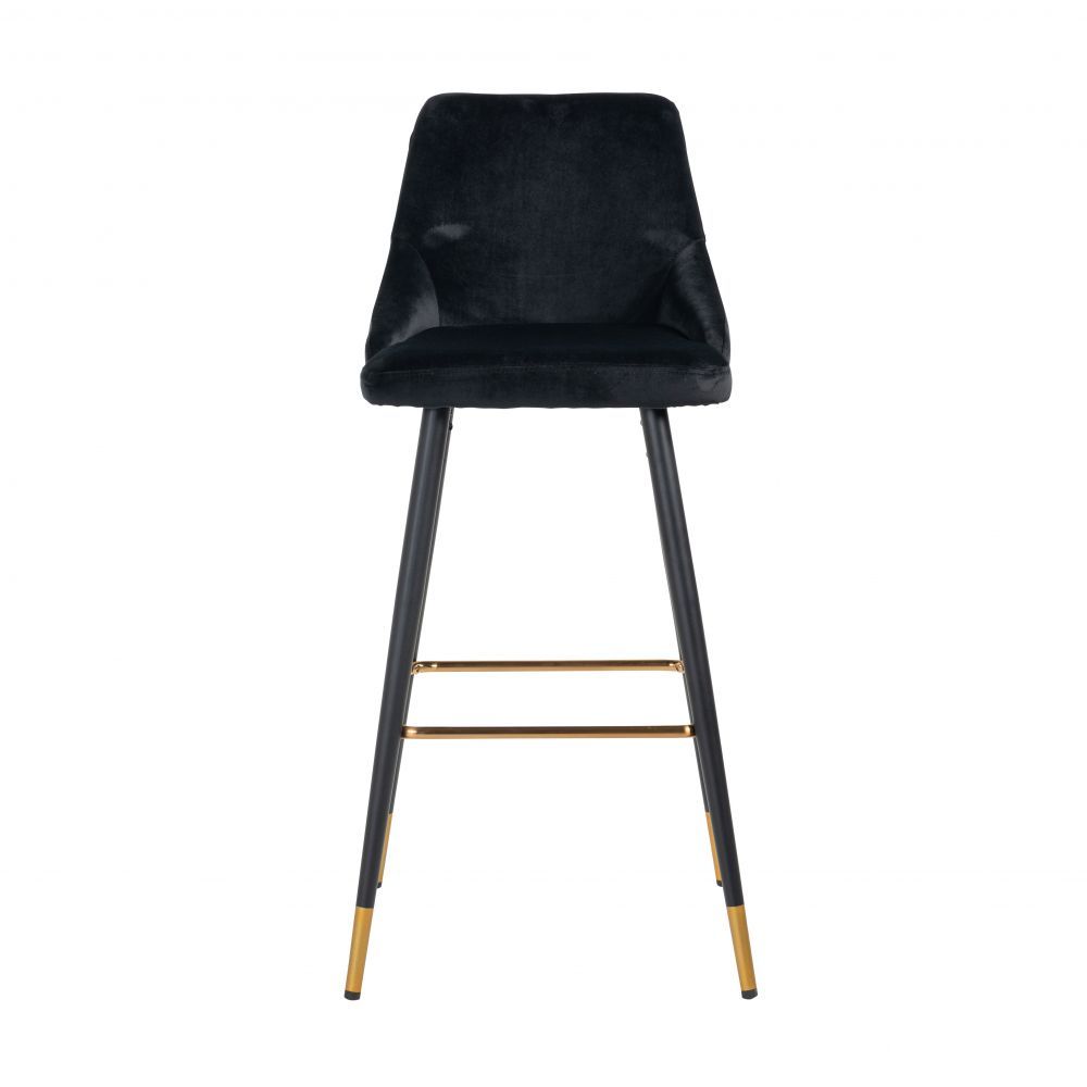 Scaun de bar tapitat cu Catifea Negru si picioare negre/aurii inaltime sezut 77cm Imani Richmond Interiors