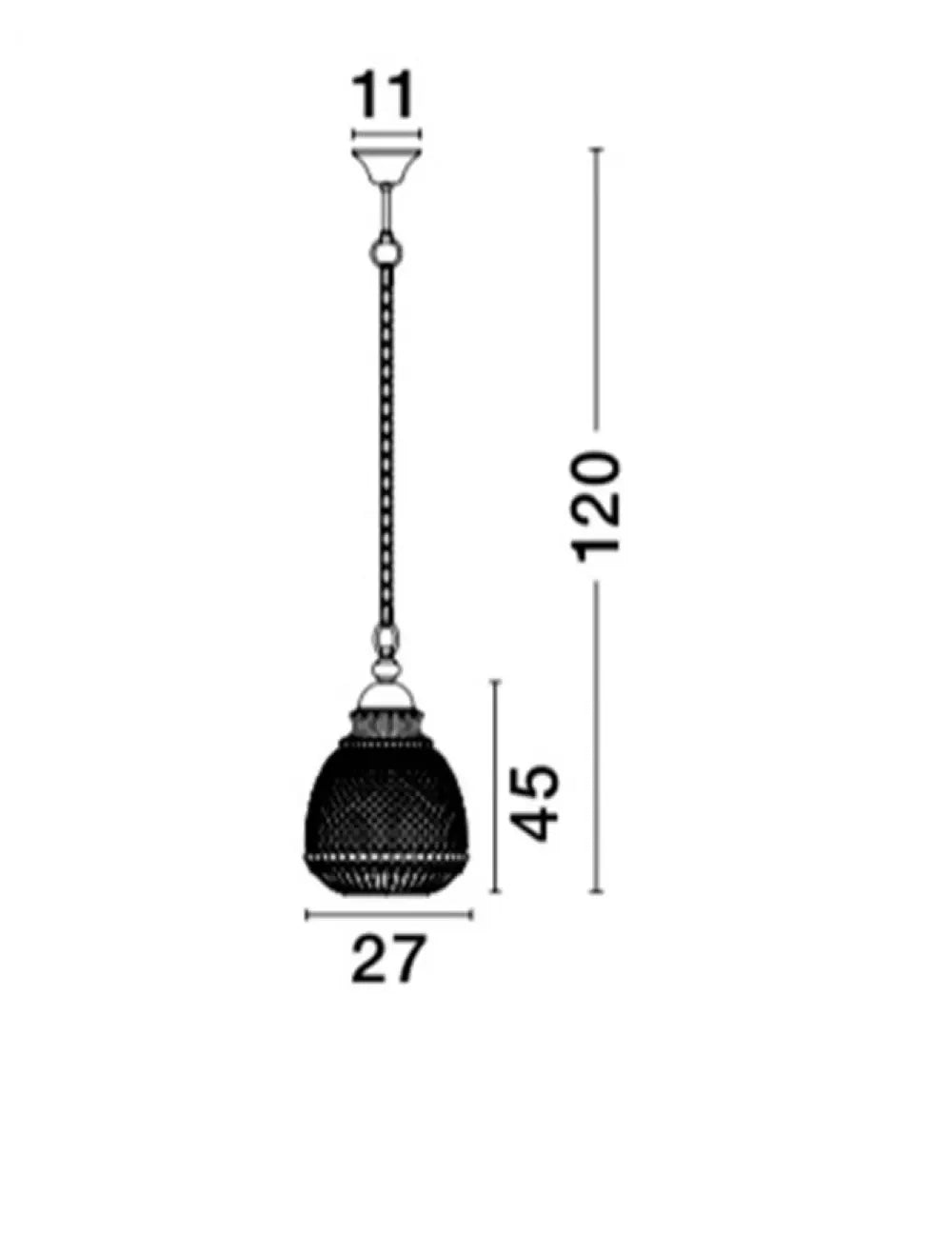 Pendul structura din Metal Maro inchis si abajur din Sticla Gri H120xL27cm IP20 TOULON