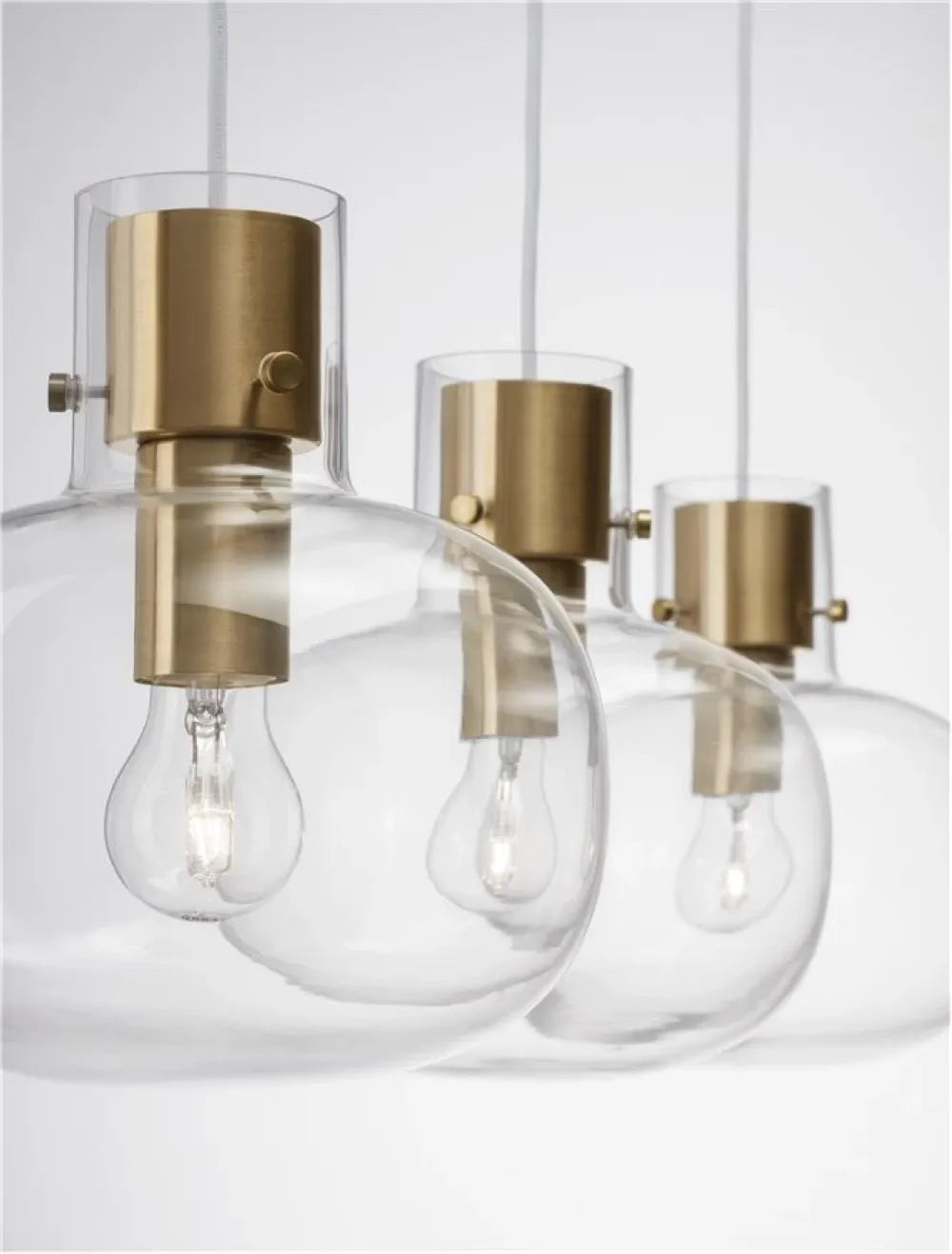 Lustra structura din Metal Alama si abajur din Sticla Transparent H175xL86cm IP20 CINZIA