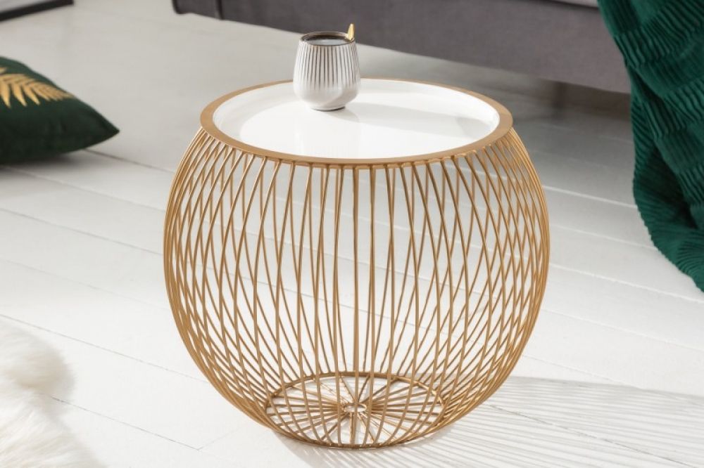 Masuta de cafea rotunda din Metal Auriu D41xH33cm Basket
