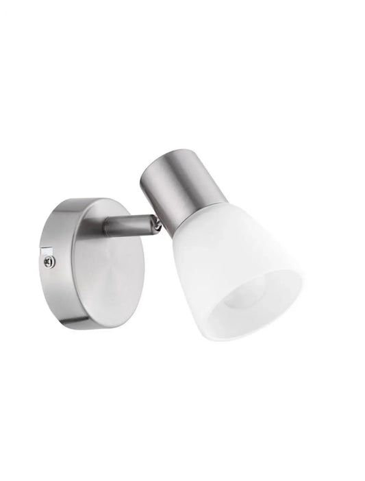 Aplica perete structura din Metal Argintiu si abajur din Sticla Alb H10.5xL8cm IP20 PUBLICO