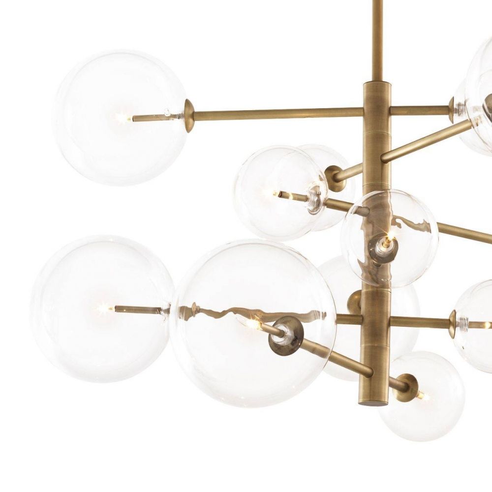 Lustra rotunda cu inaltime reglabila din Sticla Transparent cu 12 becuri D90xH150cm ARGENTO S
