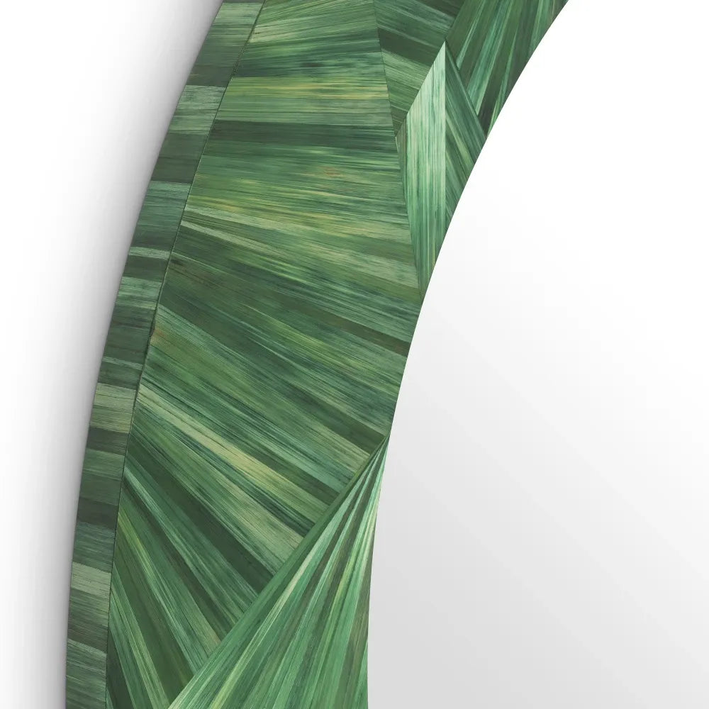 Oglinda cu rama din MDF/Paie Verde D120cm Cassara Eichholtz
