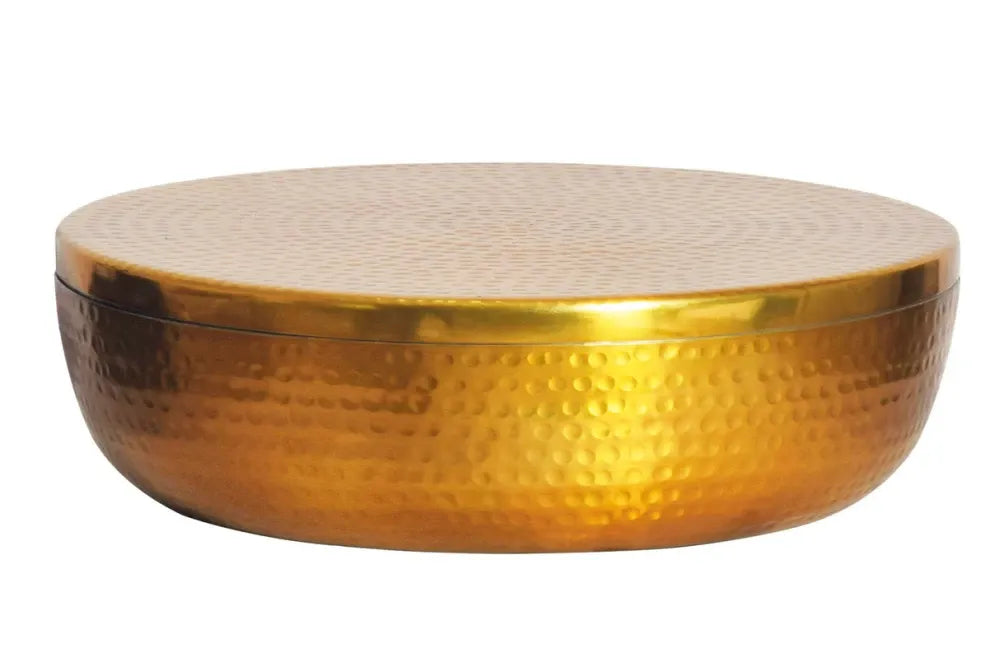 Bol decorativ cu capac din Metal Auriu H11xD38cm Orient