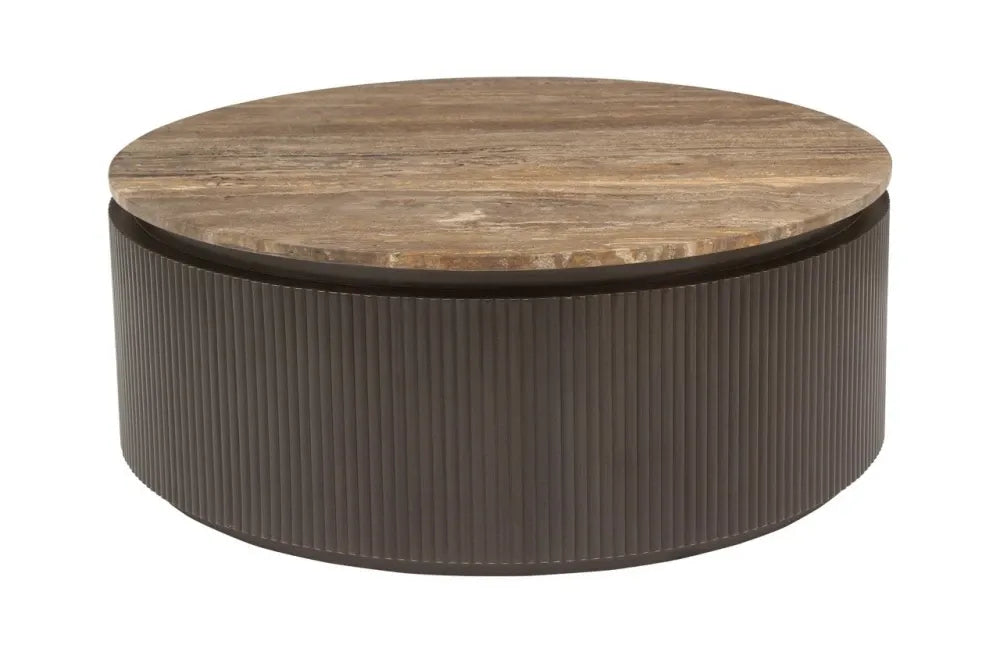 Masuta de cafea din MDF/Metal Maro si Travertin Maro D90xH35cm Russo Richmond interiors