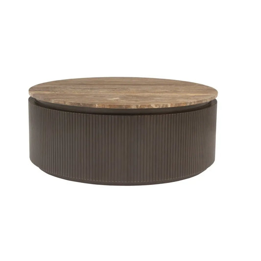 Masuta de cafea din MDF/Metal Maro si Travertin Maro D90xH35cm Russo Richmond interiors