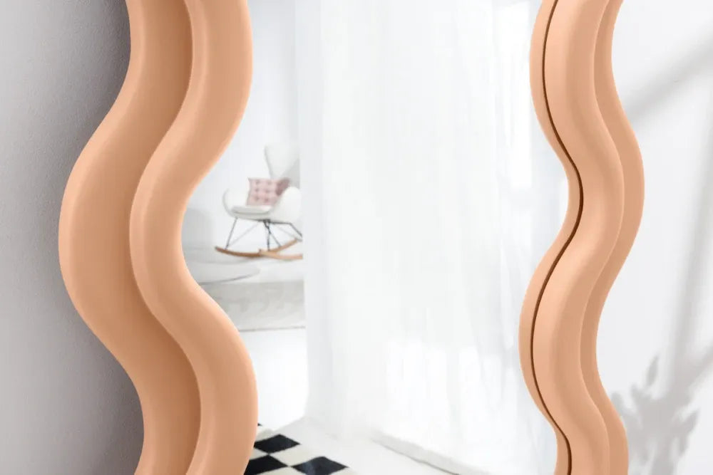 Oglinda cu rama din Poliuretan Roz piersica H160xL70cm Curvy