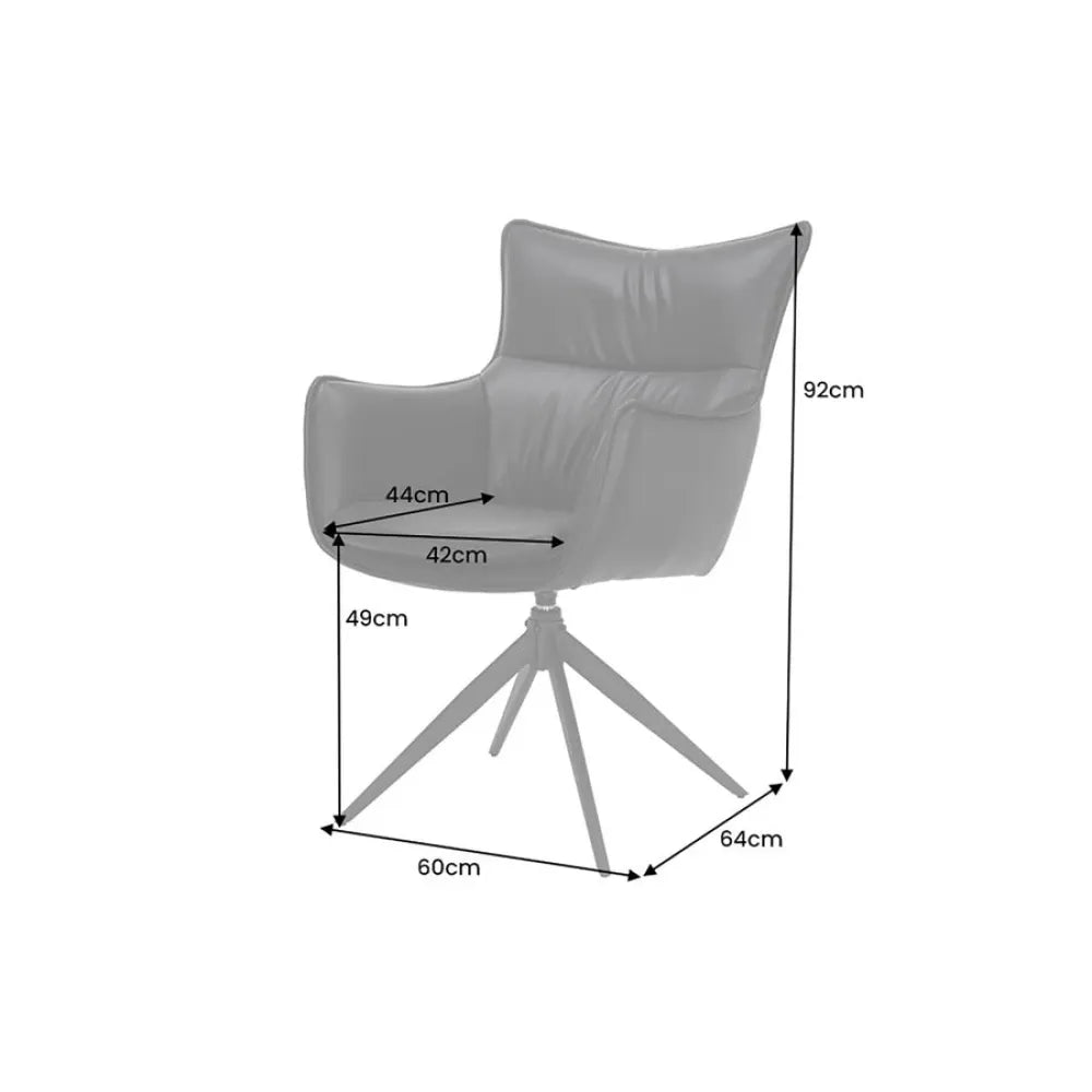 Set 2 scaune rotative tapitat cu Piele artificiala Negru si picioare din Metal Negru H92xL60xA64cm VOGUE