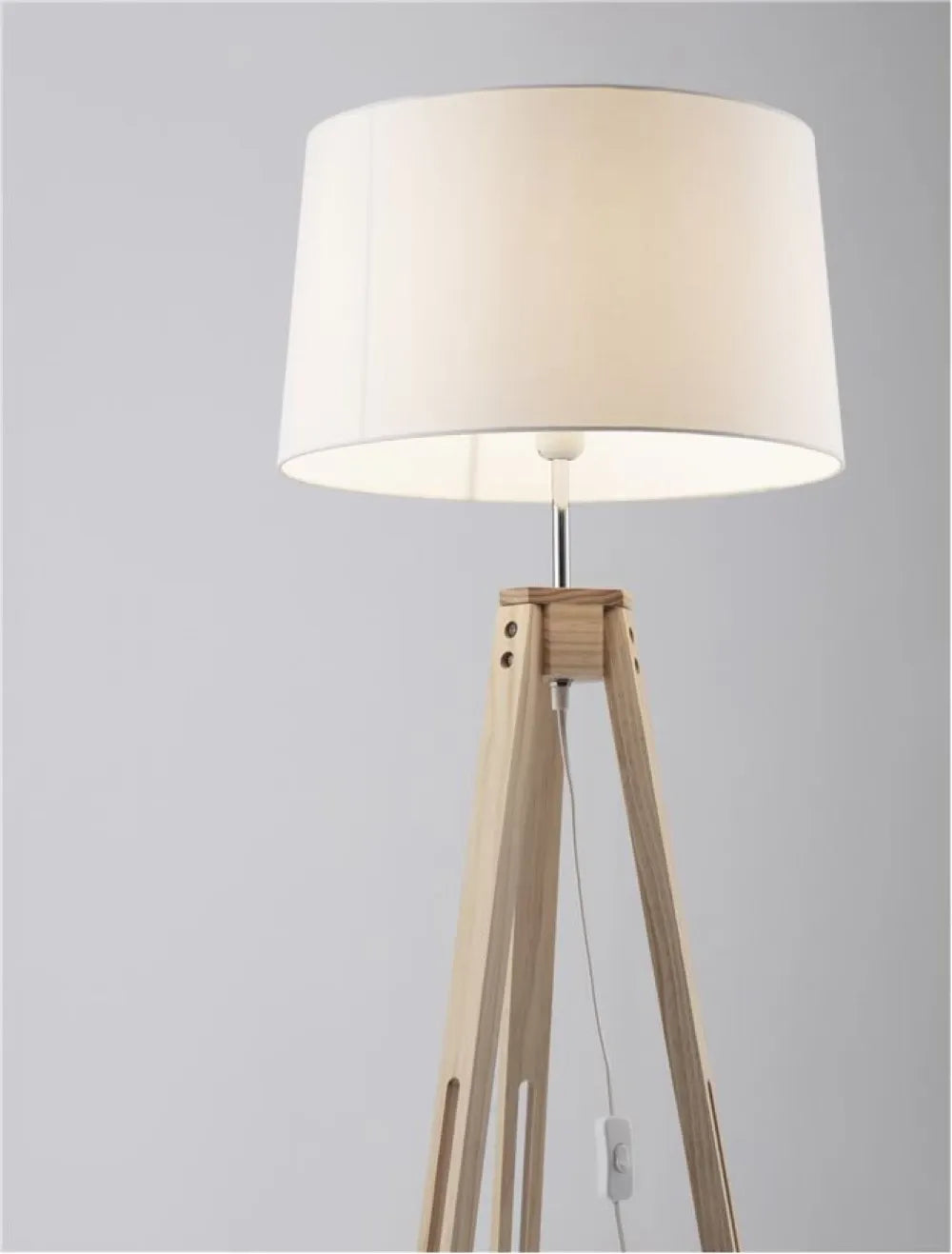 Lampa de podea structura din Lemn Maro si abajur din Textil Alb H145xL50cm IP20 LE ROY