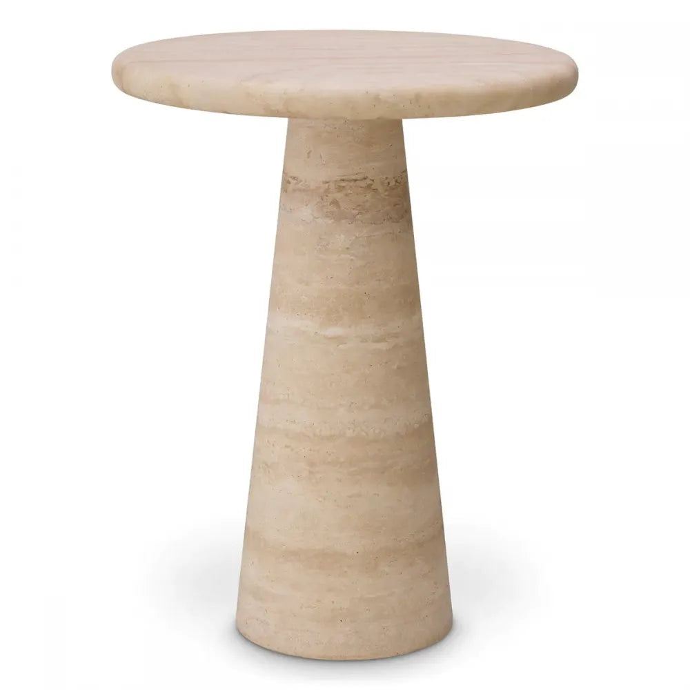 Masuta laterala Rotunda din Travertin Bej D45xH58cm Adriana L Eichholtz