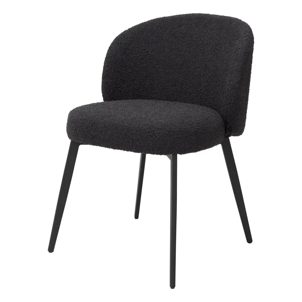 Set 2 scaune tapitat cu Stofa boucle Negru cu picioare din Metal Negru H79xL56xA58cm Lloyd Eichholtz