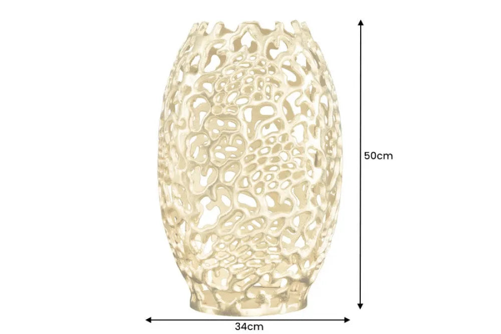 Vaza decorativa din Metal Auriu H50xL34cm Abstract Leaf