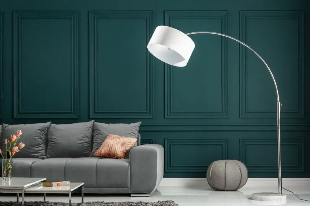 Lampa de podea din Metal Argintiu si Textil Alb H170-200xL170-180cm Big Bow
