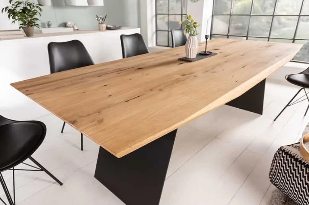 Masa din Lemn de stejar Maro si Metal Negru L240xH76cm Grand oak