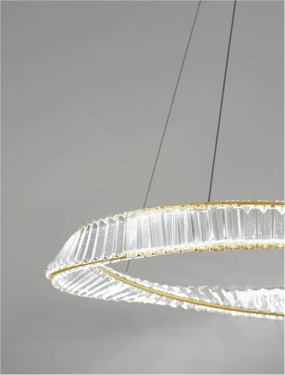 Lustra structura din Metal Auriu si abajur din Cristal Transparent H120xL80cm IP20 43W 4139lm 3500k AURELIA