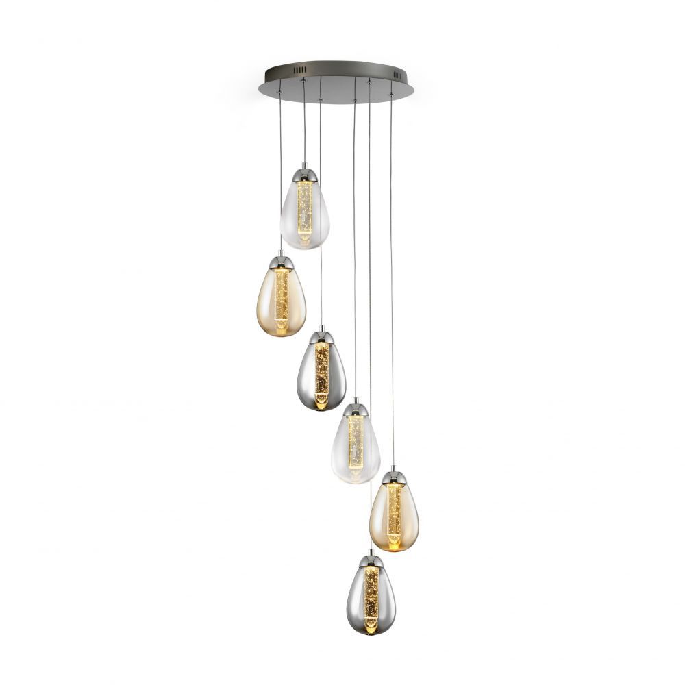 Lustra rotunda cu inaltime reglabila din Sticla Transparent cu LED  D40xH190cm Taccia