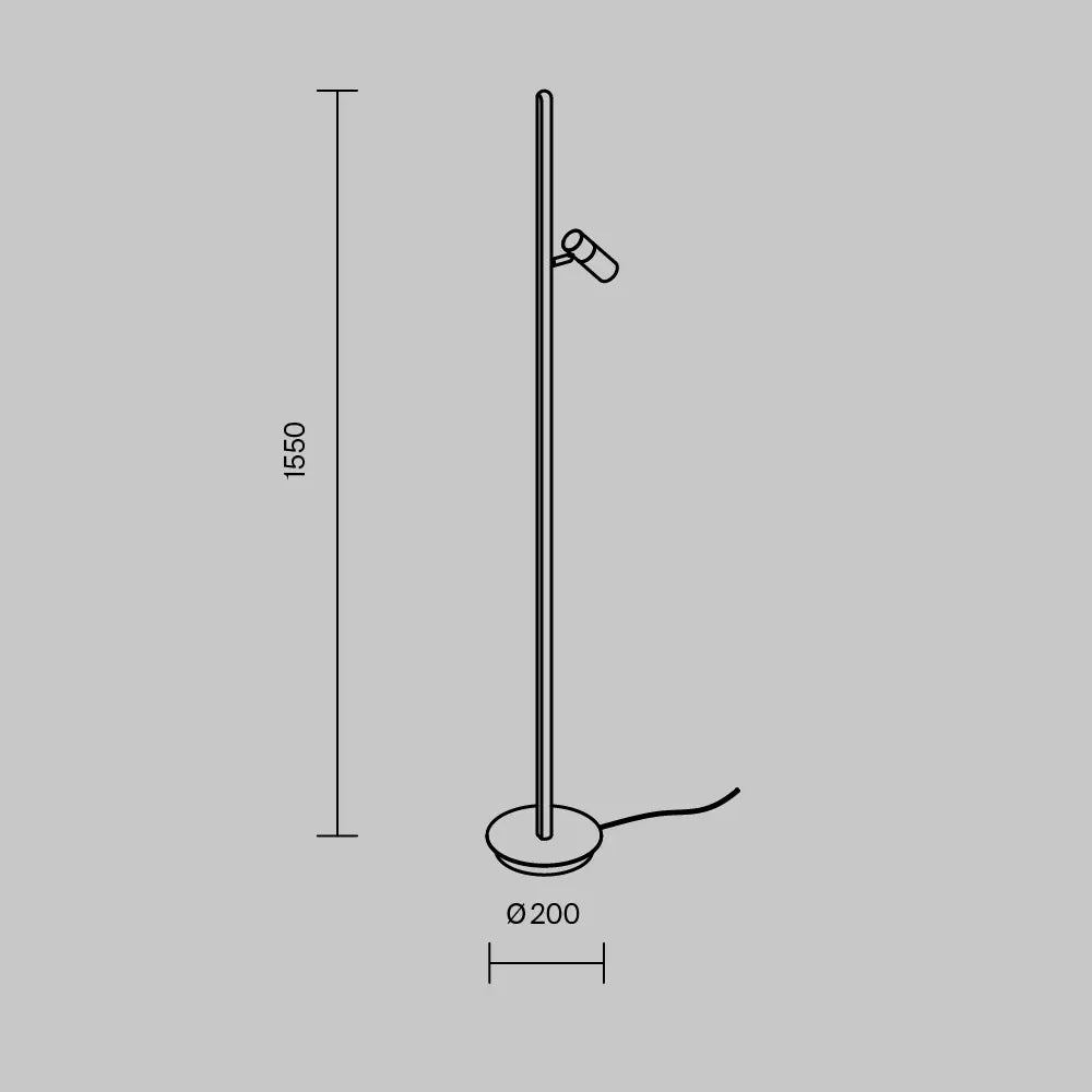 Lampa de podea din Aluminiu Negru si Metal Negru H155xL20cm Thin