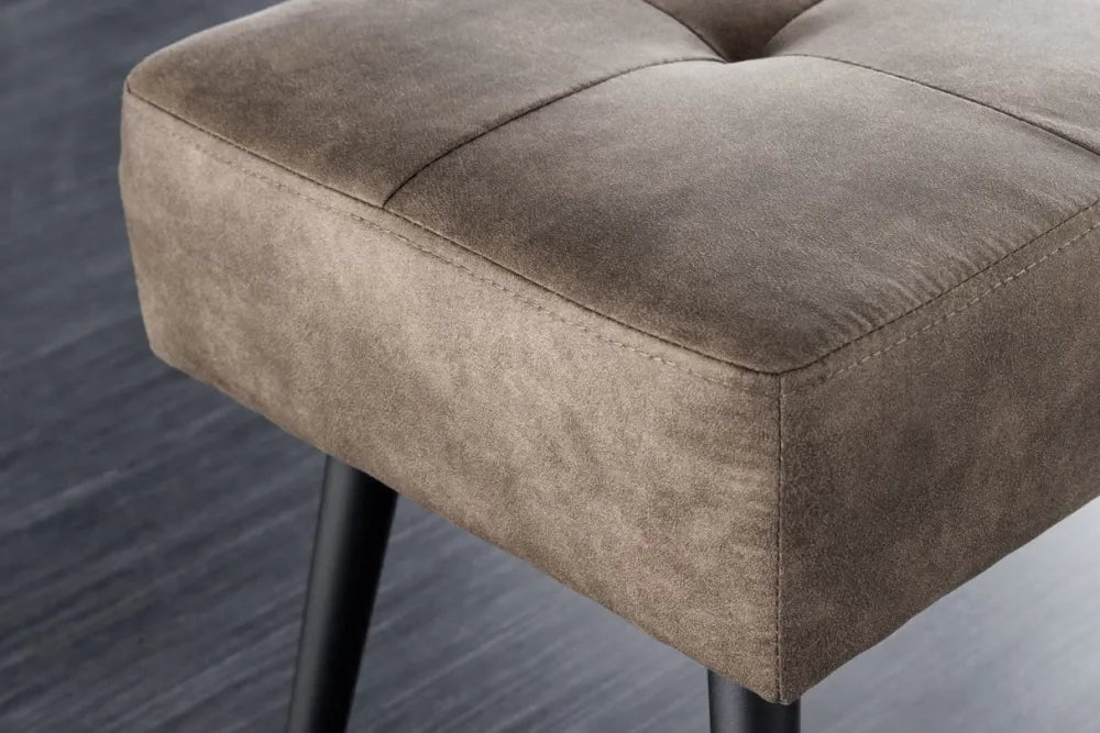 Bancheta din Metal Negru si Microfibra Maro taupe H45xL100cm Boutique