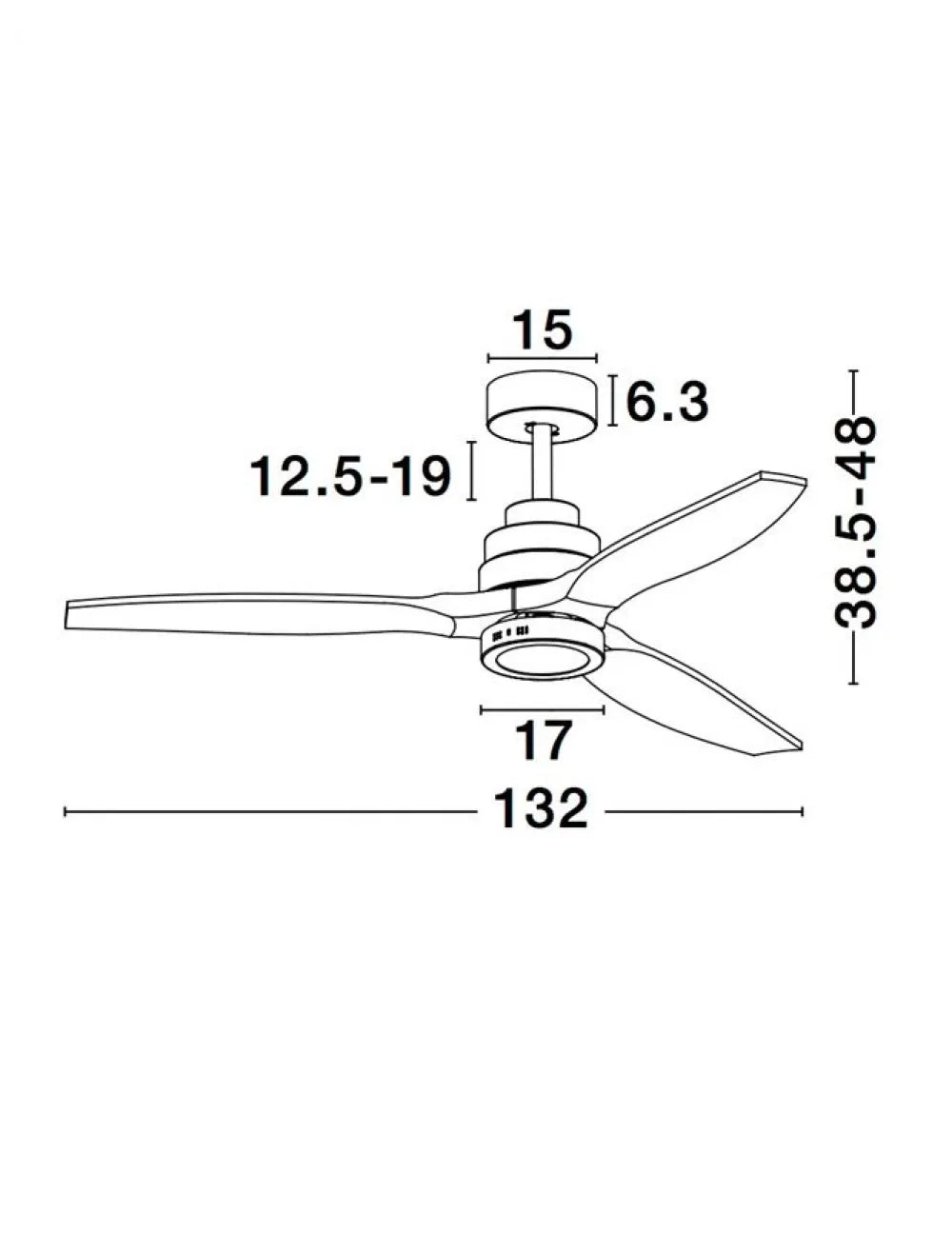 Ventilator structura din Metal Alb si abajur din Sticla Alb H38.5 - 48xL132cm IP20 12W 800lm 3000k NATURE