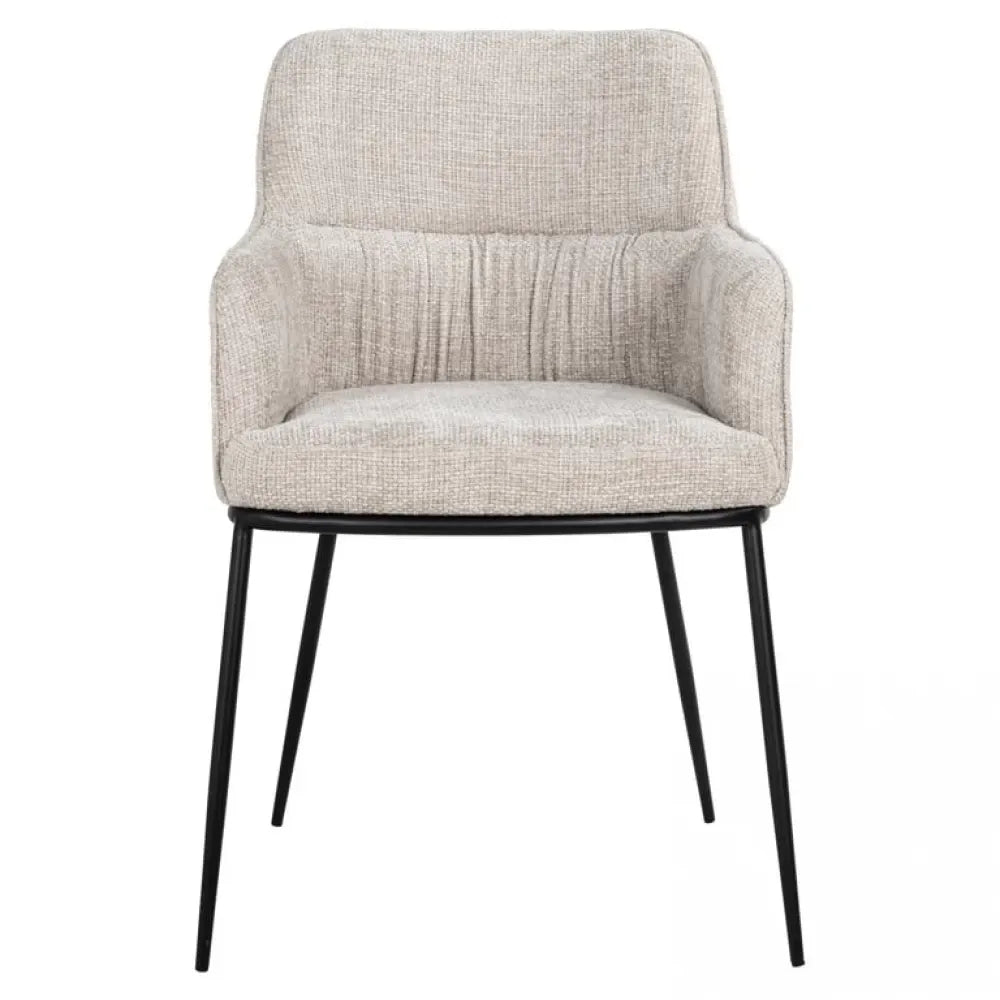 Scaun tapitat cu Stofa Crem cu picioare din Metal Negru H84xL55xA61cm Bella Richmond Interiors