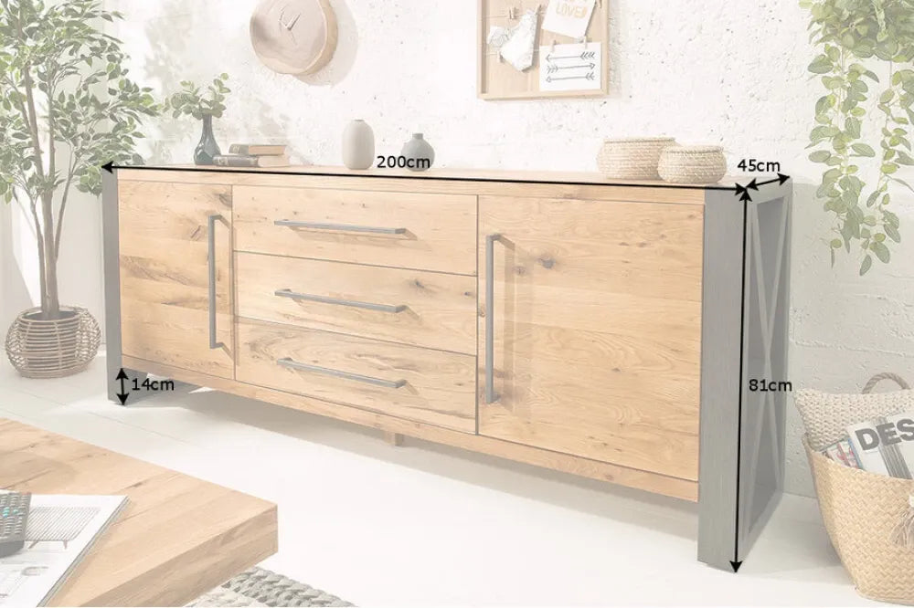 Comoda din MDF Maro si Metal Negru L200xH81cm Thor