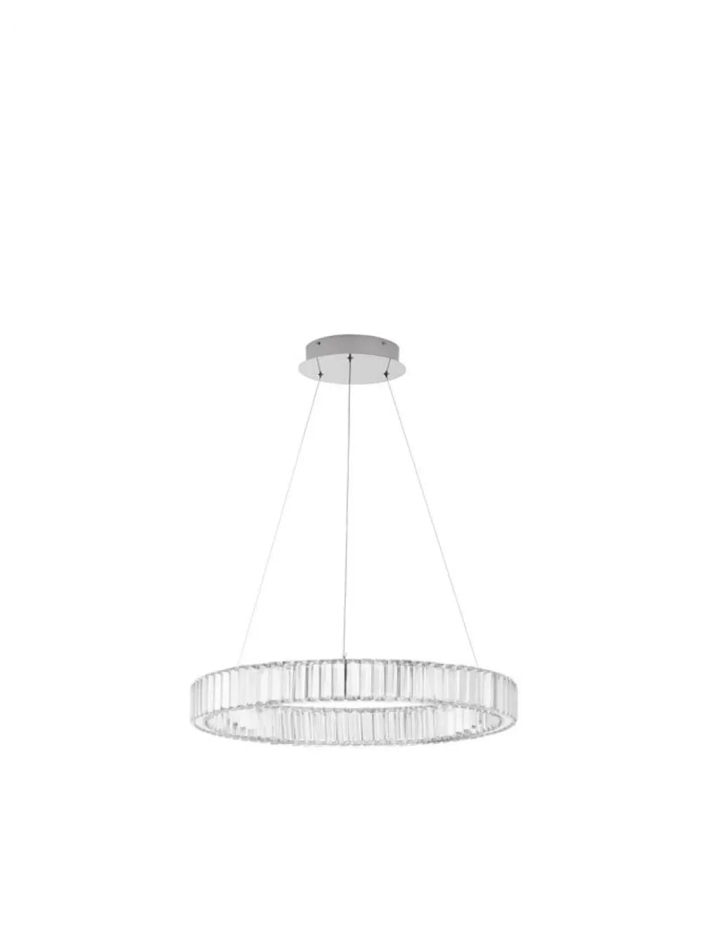 Lustra structura din Metal Argintiu si abajur din Cristal Transparent H150xL60cm IP20 41W 4647lm 3500k AURELIA