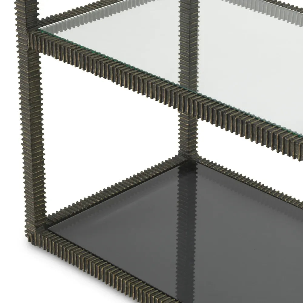 Etajera din Sticla Fumuriu/Transparent si Metal Bronz L150xH230.5cm Bethesda Eichholtz