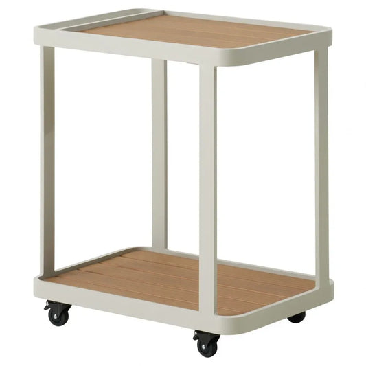 Carucior de servire pentru exterior din Metal Bej si Lemn poliuretanic Maro L42xH72cm Spritz Richmond interiors