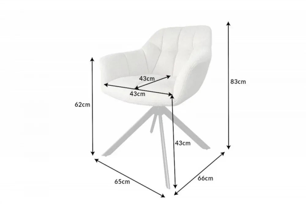 Scaun pivotant tapitat cu Stofa Crem cu picioare din Metal Negru H83xL65xA66cm Papillon