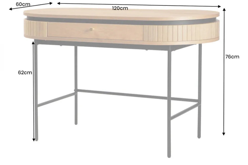 Birou din MDF/Furnir de stejar Maro si Metal Negru L120xH76cm ATELIER