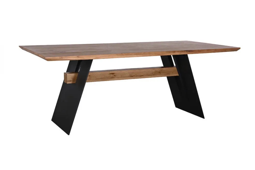 Masa din Lemn de stejar Maro si Metal Negru L240xH76cm Grand oak