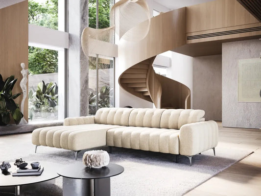 Coltar extensibil electric tapitat cu Stofa Bej Padova I