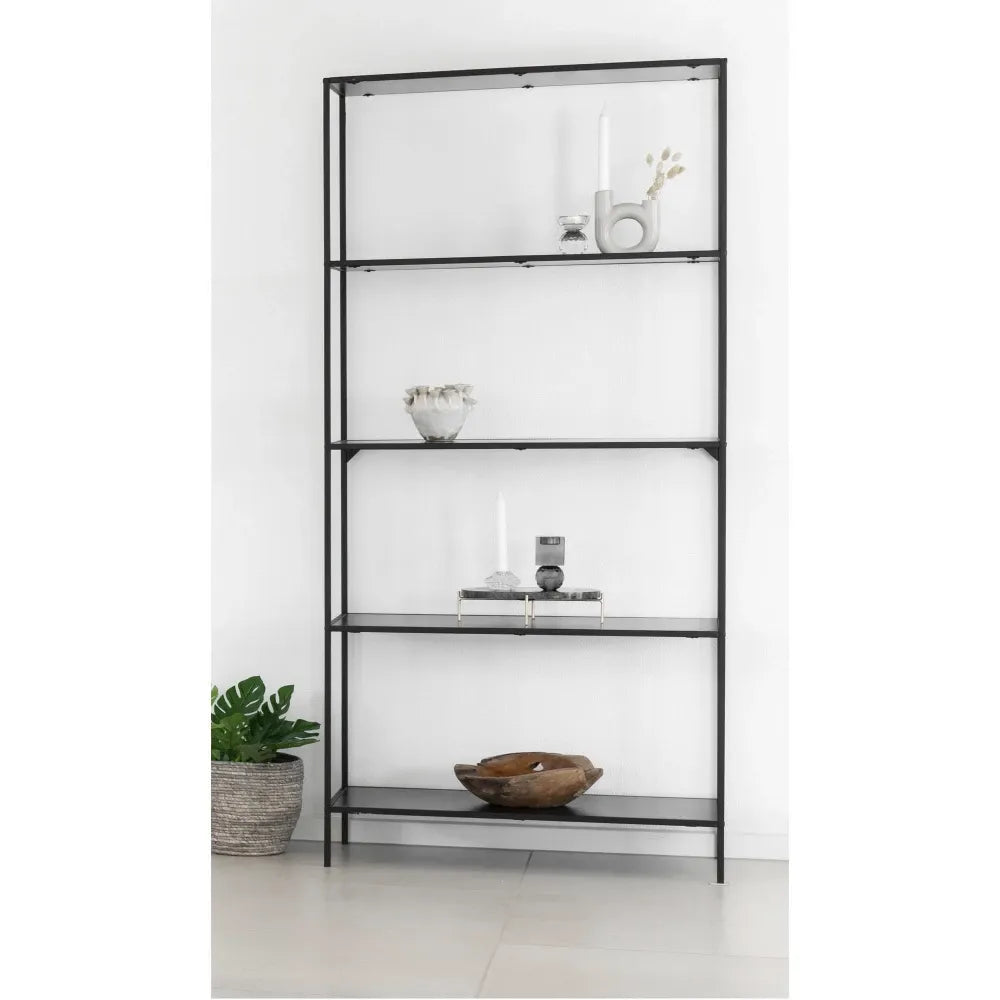 Etajera din Metal Negru si PAL Negru L80xH170cm Vita