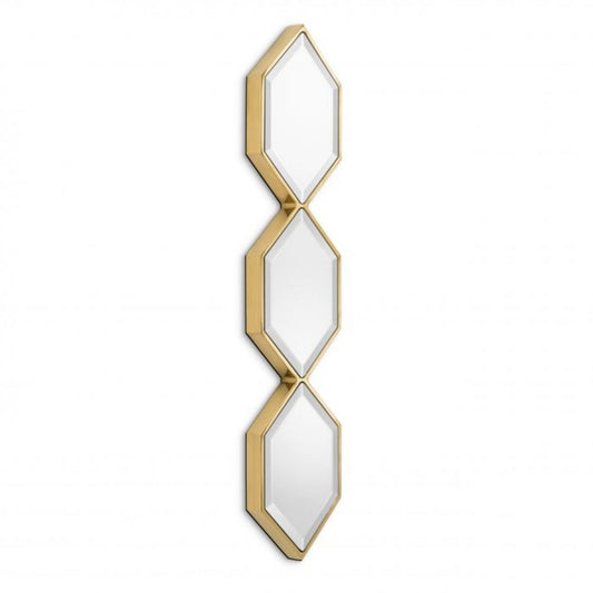 Oglinda Asimetrica cu rama din Metal Auriu SARONNO H110xL25cm