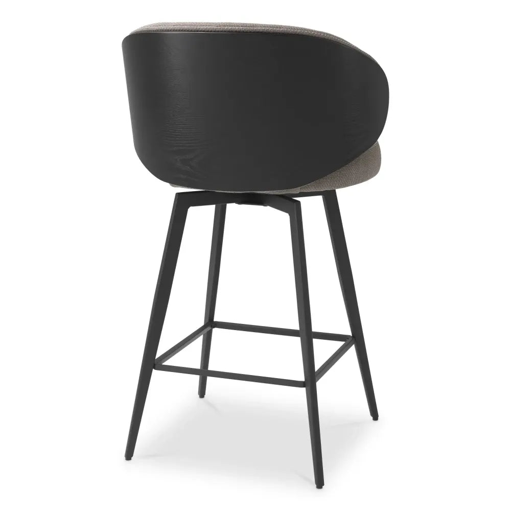 Scaun de insula rotativ tapitat cu Stofa Gri L57xA52xH92cm Camerota Eichholtz