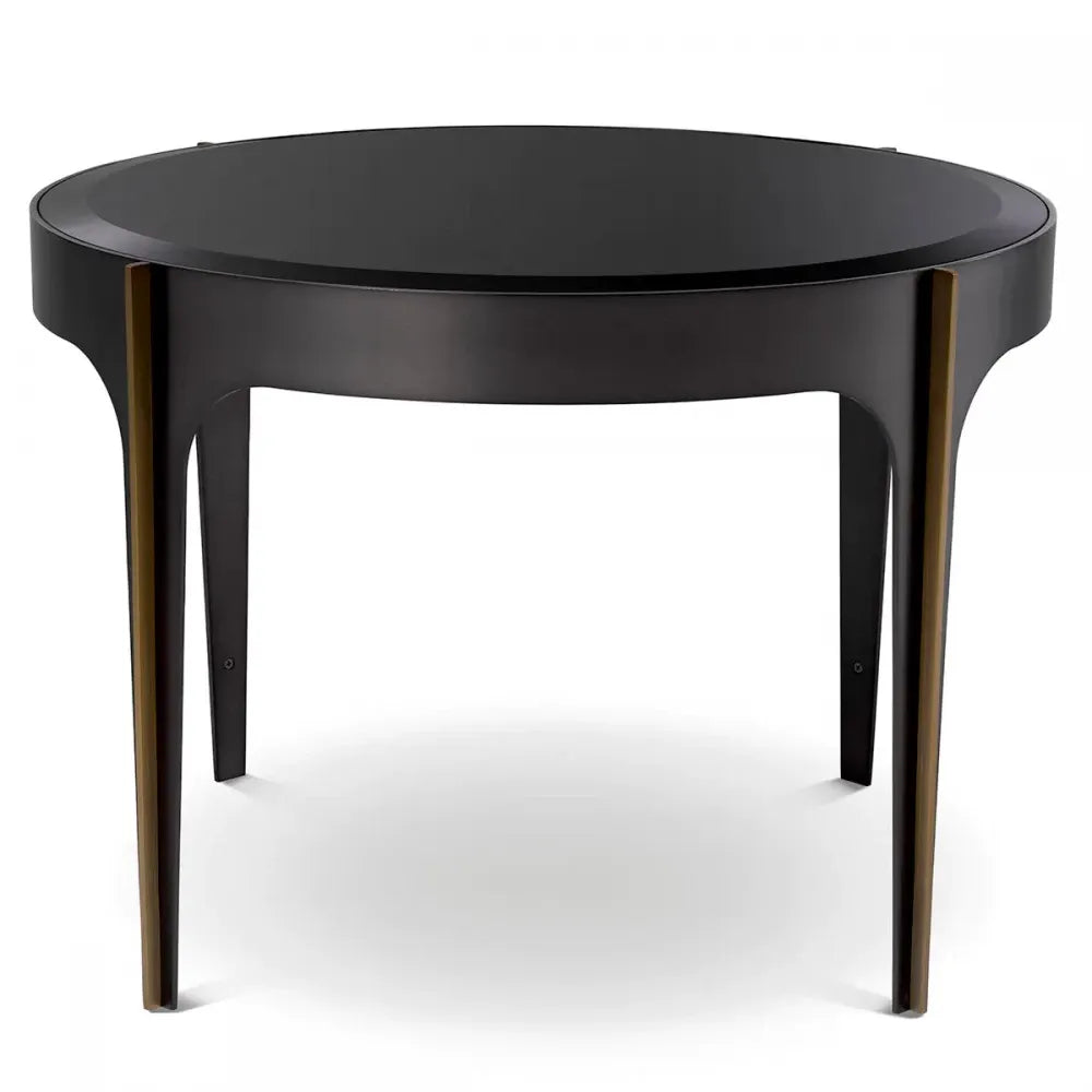 Masuta laterala Rotunda din Otel inoxidabil Bronz si Sticla securizata Negru D64xH43.5cm Artemisa Eichholtz