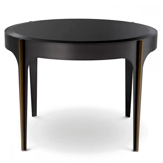 Masuta laterala Rotunda din Otel inoxidabil Bronz si Sticla securizata Negru D64xH43.5cm Artemisa Eichholtz