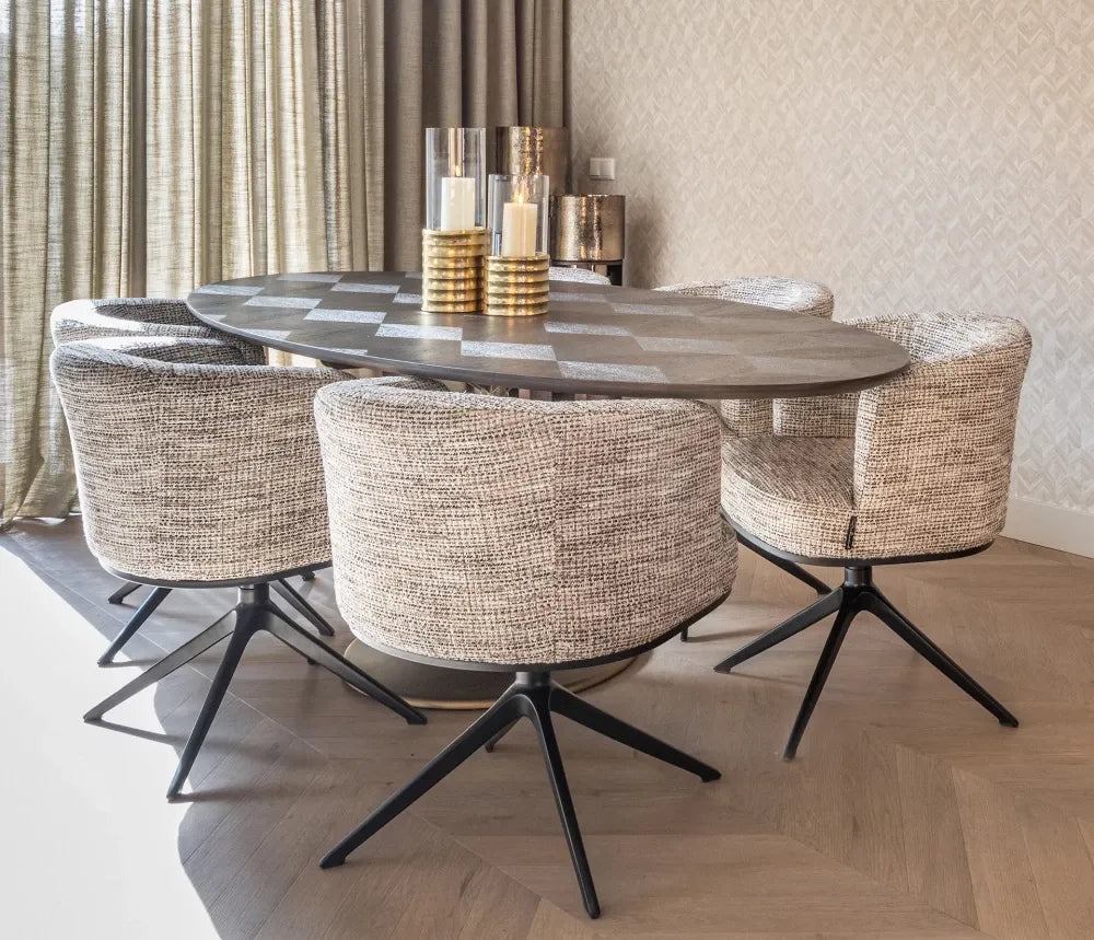 Scaun tapitat cu Stofa Bej cu picioare din Metal Negru H77xL64xA62cm Cheyenne Richmond Interiors
