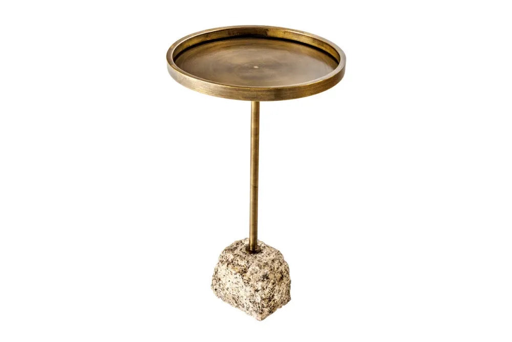 Masuta laterala din Metal Alama si Metal/Marmura Multicolor L36xH60cm Trayful
