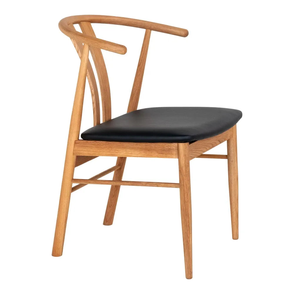 Set 2 scaune din Lemn de stejar Maro si Piele sintetica Negru H77xL54xA56cm Artenara