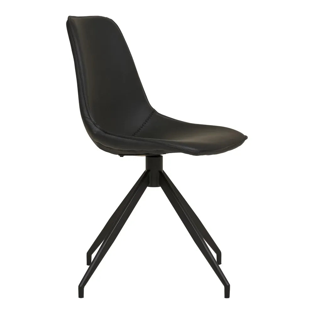 Set 2 scaune din Metal Negru si Piele sintetica Negru H86xL48xA56cm Monaco