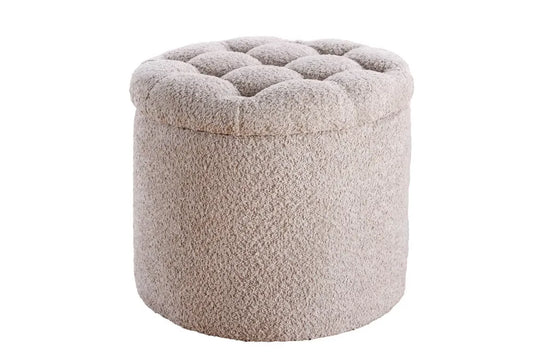 Puf cu spatiu de depozitare din Stofa boucle Bej H43xL50cm Modern Barock